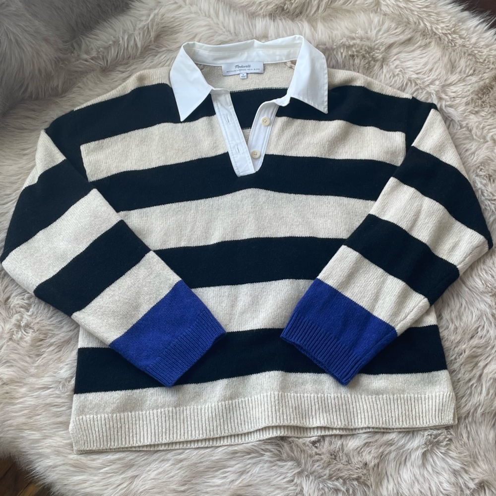 Madewell Cashmere-Wool Blend Rugby Sweater - Picture 5 of 8